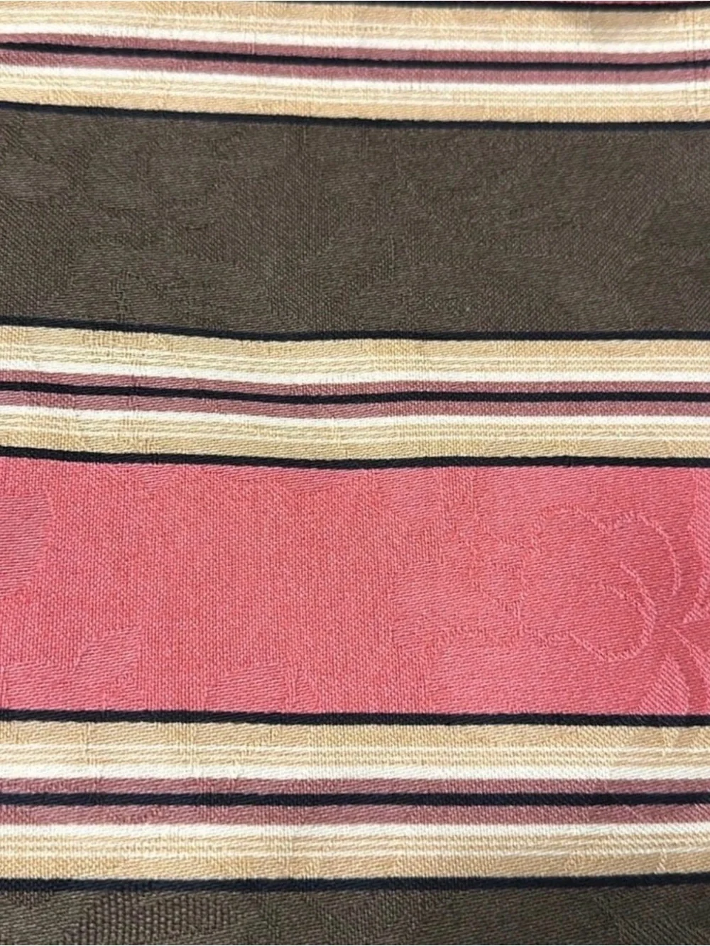 Kingsway Aurora Chocolate Brown Pink Capulet Stripe  Fabric 54” W Upholstery